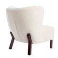 Accent Chair, Upholstered Armless Chair Lambskin Sherpa Single Sofa Chair With Wooden Legs, Modern Reading Chair For Living Room Bedroom Small Spaces Apartment, Cream Cream Polyester