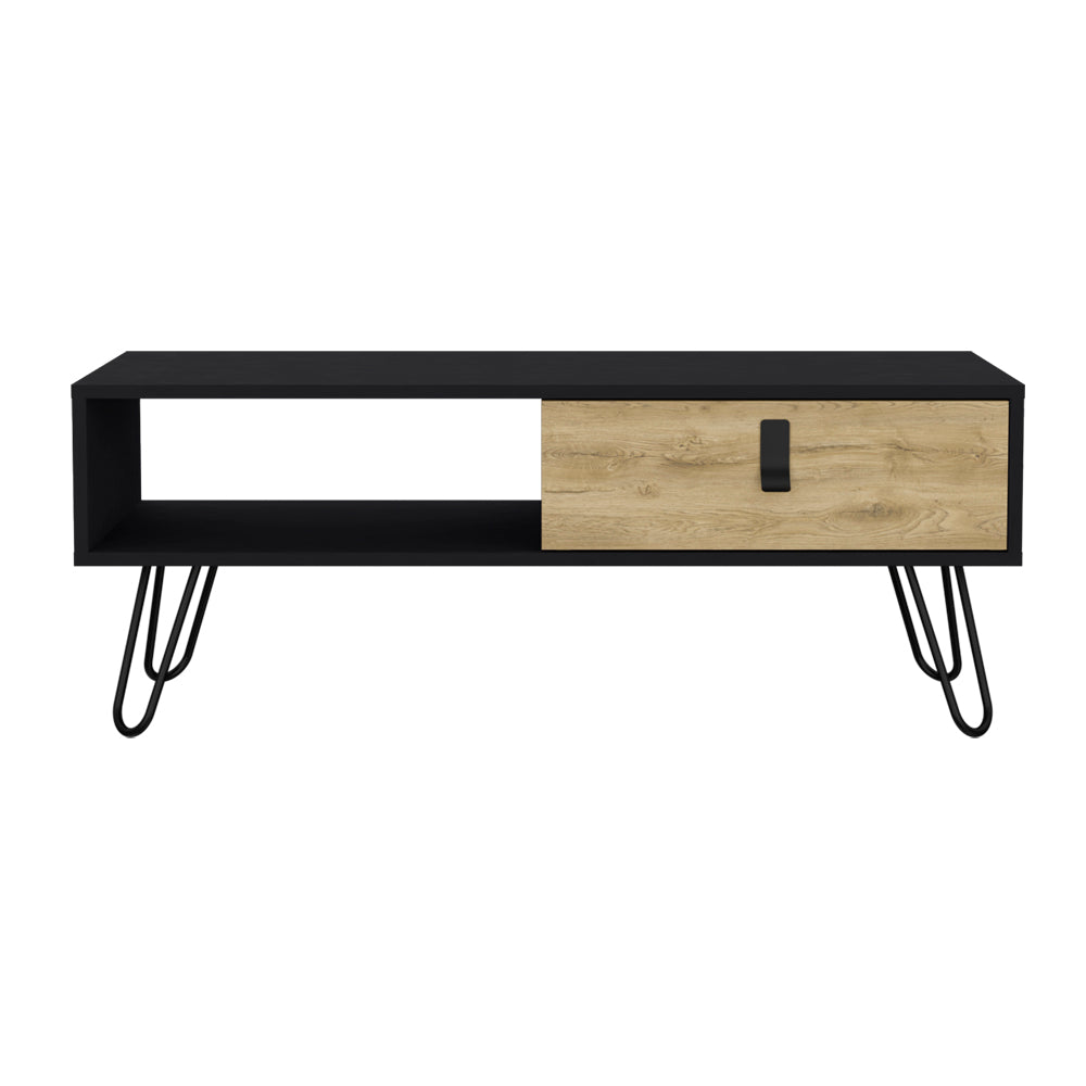 Coffee Table Magness, Living Room, Black Macadamia Multicolor Particle Board Engineered Wood