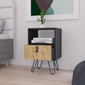 Nightstand B Magness, Bedroom, Black Macadamia Multicolor Particle Board Engineered Wood