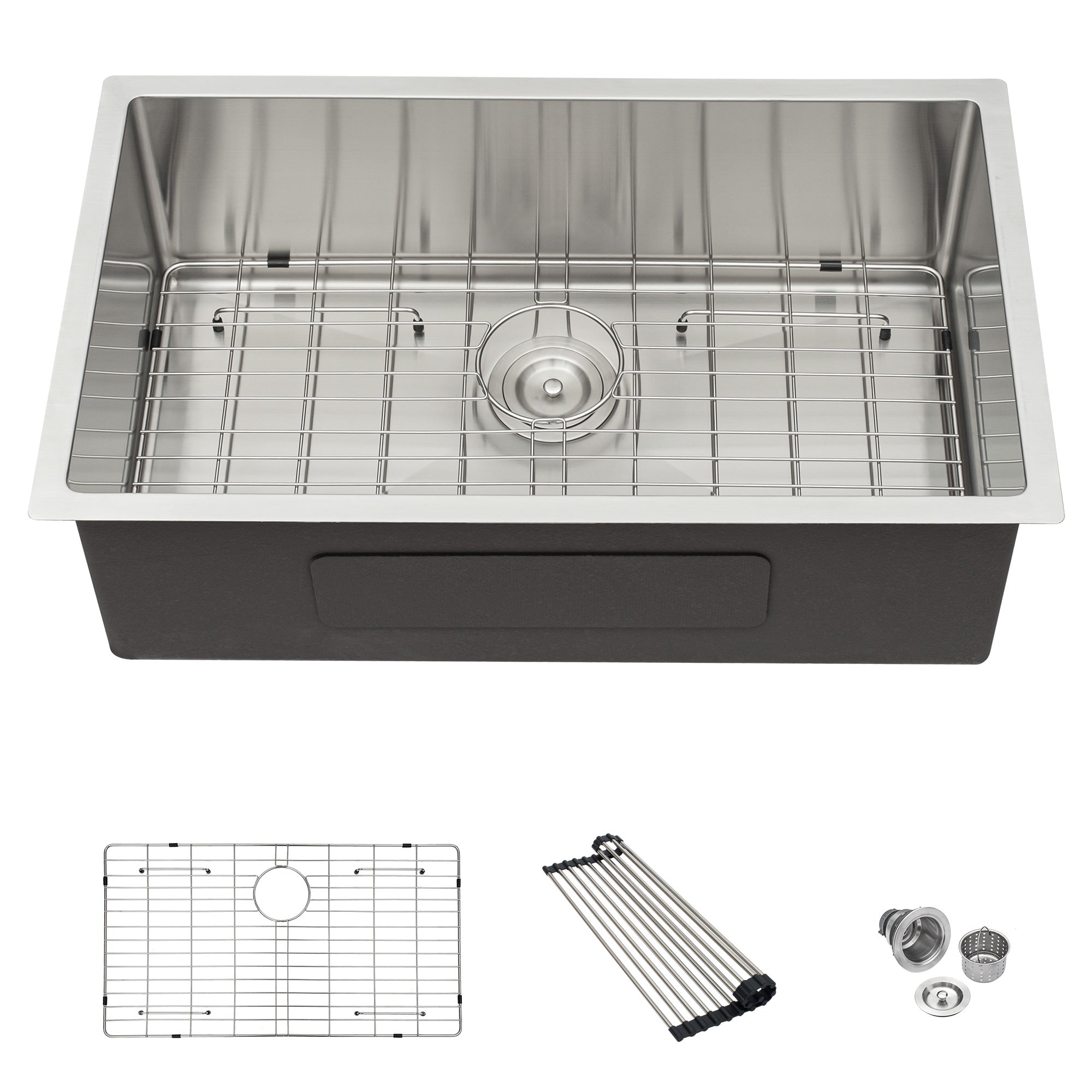 32 Inch Undermount Sink 32"X19"X10" Undermount Stainless Steel Kitchen Sink 16 Gauge 10 Inch Deep Single Bowl Kitchen Sink Basin Brushed Nickel Stainless Steel