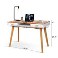 Double Drawn Solid Wood Computer Desk Natural Wood