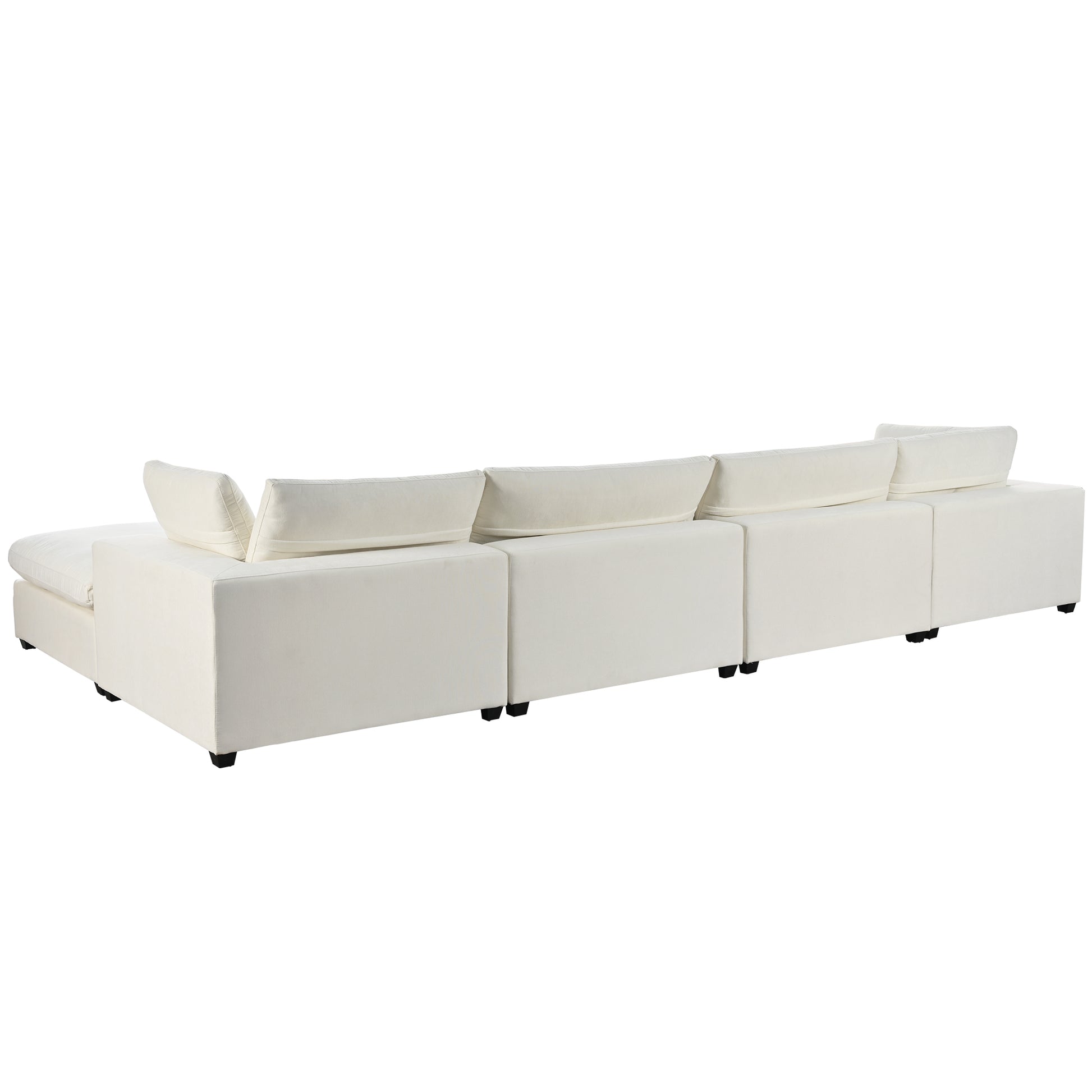 Upholstered Oversize Modular Sofa With Removable Ottoman,Sectional Sofa For Living Room Apartment 5 Seater Beige Polyester 5 Seat