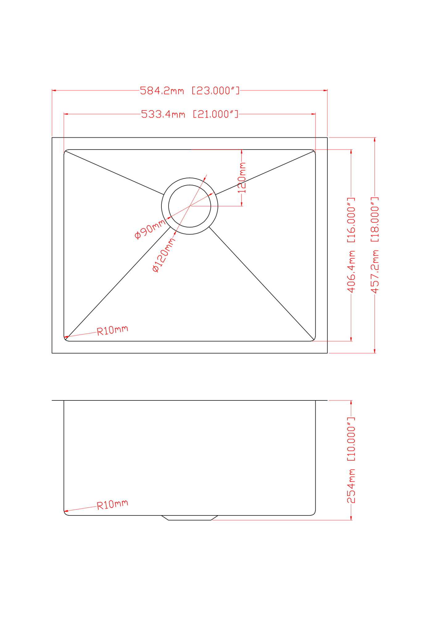 23 Inch Undermount Sink 23"X18"X10" Undermount Stainless Steel Kitchen Sink 16 Gauge 10 Inch Deep Single Bowl Kitchen Sink Basin Brushed Nickel Stainless Steel