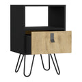 Nightstand B Magness, Bedroom, Black Macadamia Multicolor Particle Board Engineered Wood