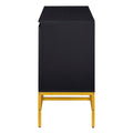 Minimalist & Luxury Cabinet Two Door Sideboard With Gold Metal Legs For Living Room, Dining Room Black Black Particle Board