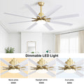 66 Inch Low Profile Abs Ceiling Fan With Dimmable Lights And Smart Remote Control 6 Speed Reversible Noiseless Dc Motor For Indoor Gold Abs