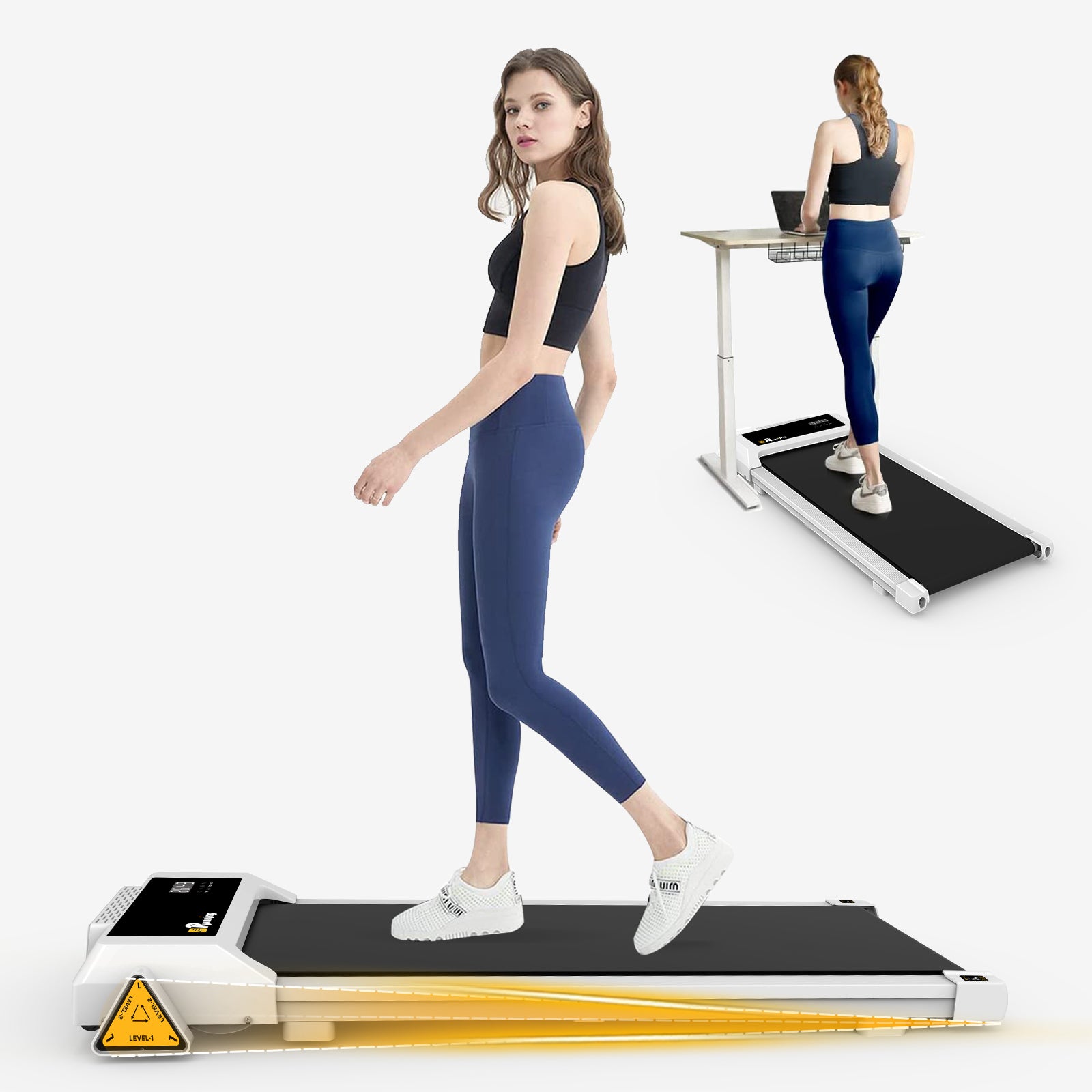 Under Desk Treadmill , Walking Treadmill 2 in 1 for white-steel