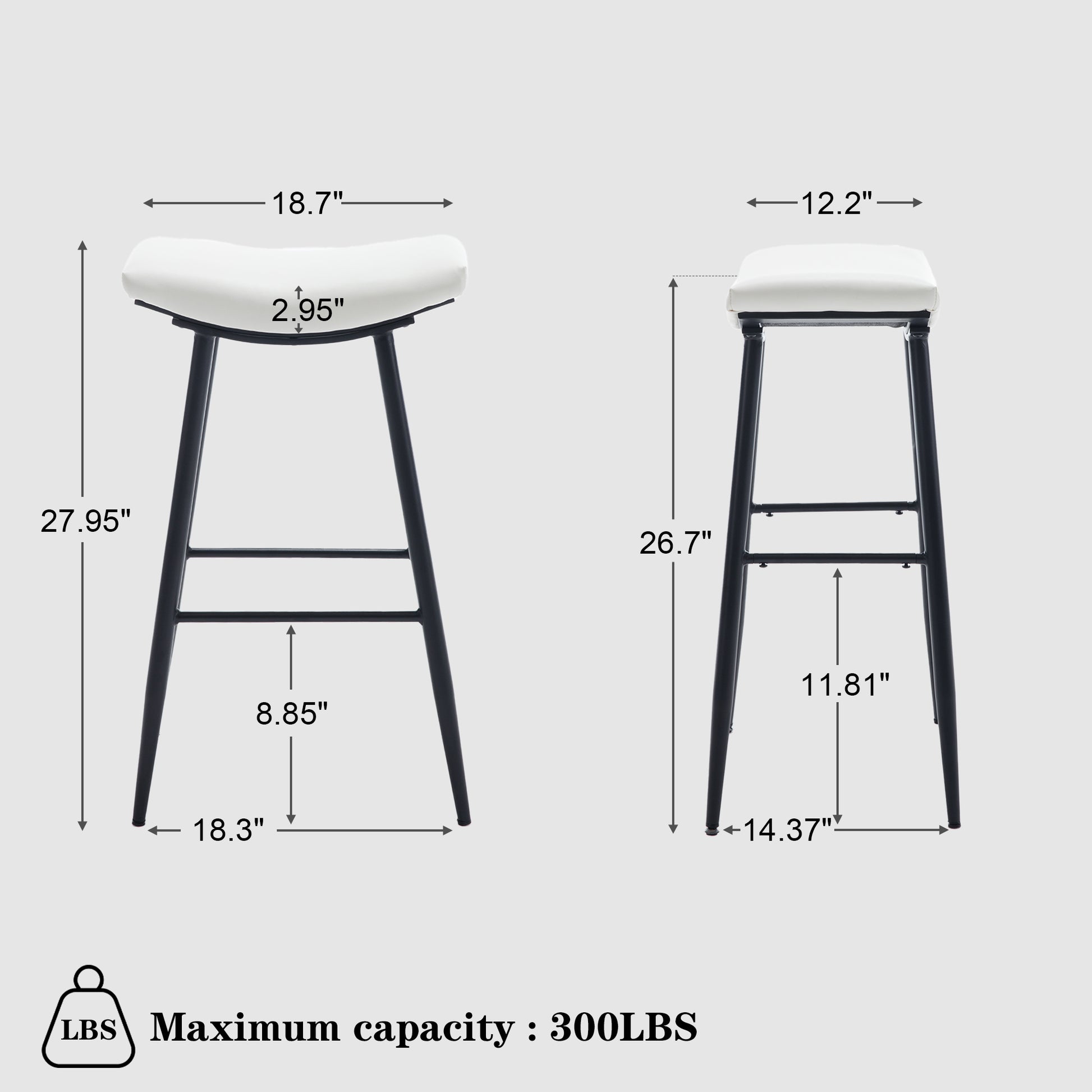 Bar Stools Set Of 2 Armless Counter Low Bar Stools Without Back Modern Pu Leather Stools With Metal Leg And Footrest,Cream Cream Kitchen Foam Dry Clean Modern Bar Stools Foam Pu Leather
