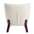 Accent Chair, Upholstered Armless Chair Lambskin Sherpa Single Sofa Chair With Wooden Legs, Modern Reading Chair For Living Room Bedroom Small Spaces Apartment, Cream Cream Polyester