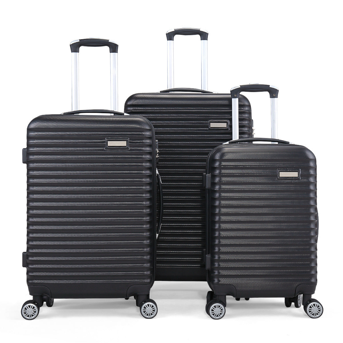 Set of 3 Trolley Suitcases Travel Luggage Storage black-abs