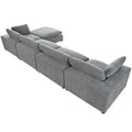 Upholstered Oversize Modular Sofa With Removable Ottoman,Sectional Sofa For Living Room Apartment 5 Seater Grey Polyester 5 Seat