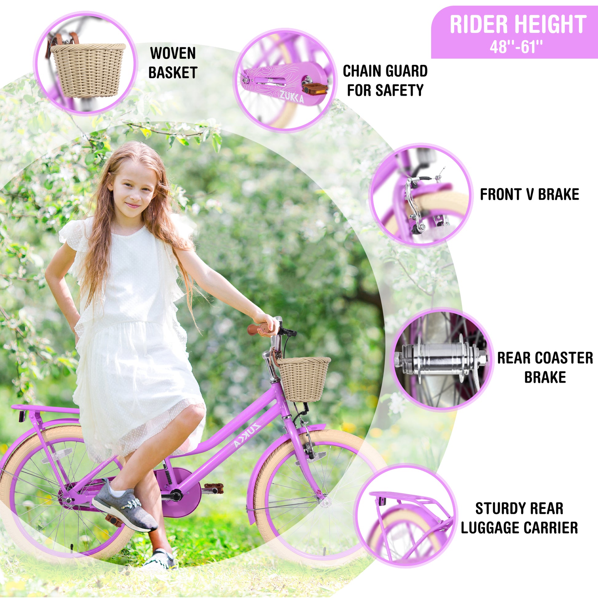 Basket Cycle For Kids Pink Multiple Colors,Girls Bike With Basket For 10 Years Old Kids,20