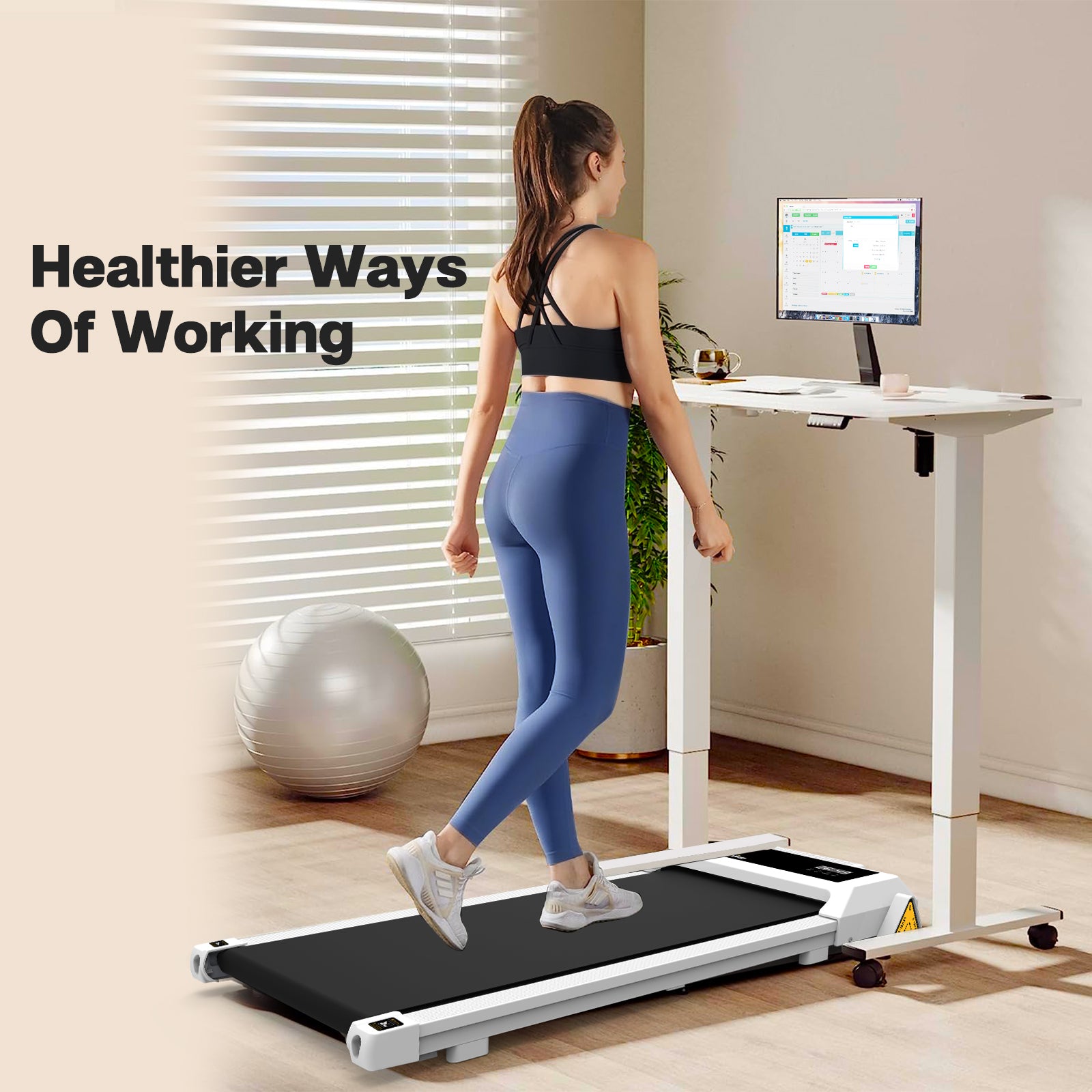 Under Desk Treadmill , Walking Treadmill 2 in 1 for white-steel