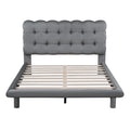 Full Size Velvet Platform Bed With Led Frame, Thick & Soft Fabric And Button Tufted Design Headboard, Gray Gray Velvet