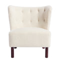 Accent Chair, Upholstered Armless Chair Lambskin Sherpa Single Sofa Chair With Wooden Legs, Modern Reading Chair For Living Room Bedroom Small Spaces Apartment, Cream Cream Polyester