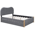 Full Size Upholstered Platform Bed With Wood Supporting Feet And Twin Size Trundle, Gray Box Spring Not Required Full Gray Wood Bedroom Upholstered
