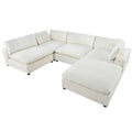 Upholstered Oversize Modular Sofa With Removable Ottoman,Sectional Sofa For Living Room Apartment 5 Seater Beige Polyester 5 Seat