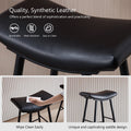 Bar Stools Set Of 2 Armless Counter Low Bar Stools Without Back Modern Pu Leather Stools With Metal Leg And Footrest ,Black Black Pu Kitchen Foam Dry Clean Modern Bar Stools Foam Pu Leather