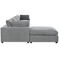 Upholstered Oversize Modular Sofa With Removable Ottoman,Sectional Sofa For Living Room Apartment 5 Seater Grey Polyester 5 Seat