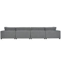 Upholstered Oversize Modular Sofa With Removable Ottoman,Sectional Sofa For Living Room Apartment 5 Seater Grey Polyester 5 Seat