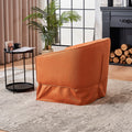 Swivel Barrel Chair With Ottoman, Swivel Accent Chairs Armchair For Living Room, Reading Chairs For Bedroom Comfy, Round Barrel Chairs With Black Metal Base Orange Orange Primary Living Space Modern Linen