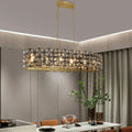 Modern Champagne Gold Oval Crystal Ceiling Chandelier Luxury Home Decor Light Fixture Transparent Modern Crystal