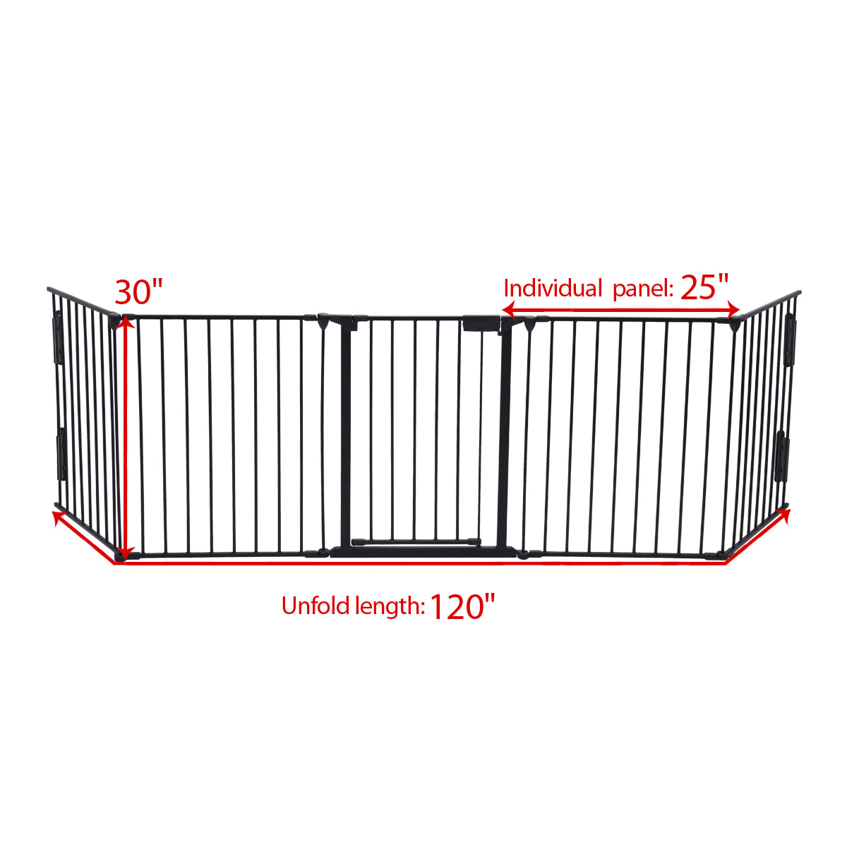 Fireplace Fence Black 5 Piece Set Black Metal