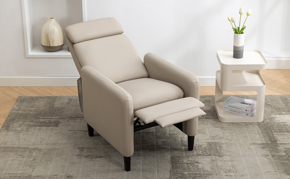 Modern Artistic Color Design Adjustable Recliner Chair beige-pu leather