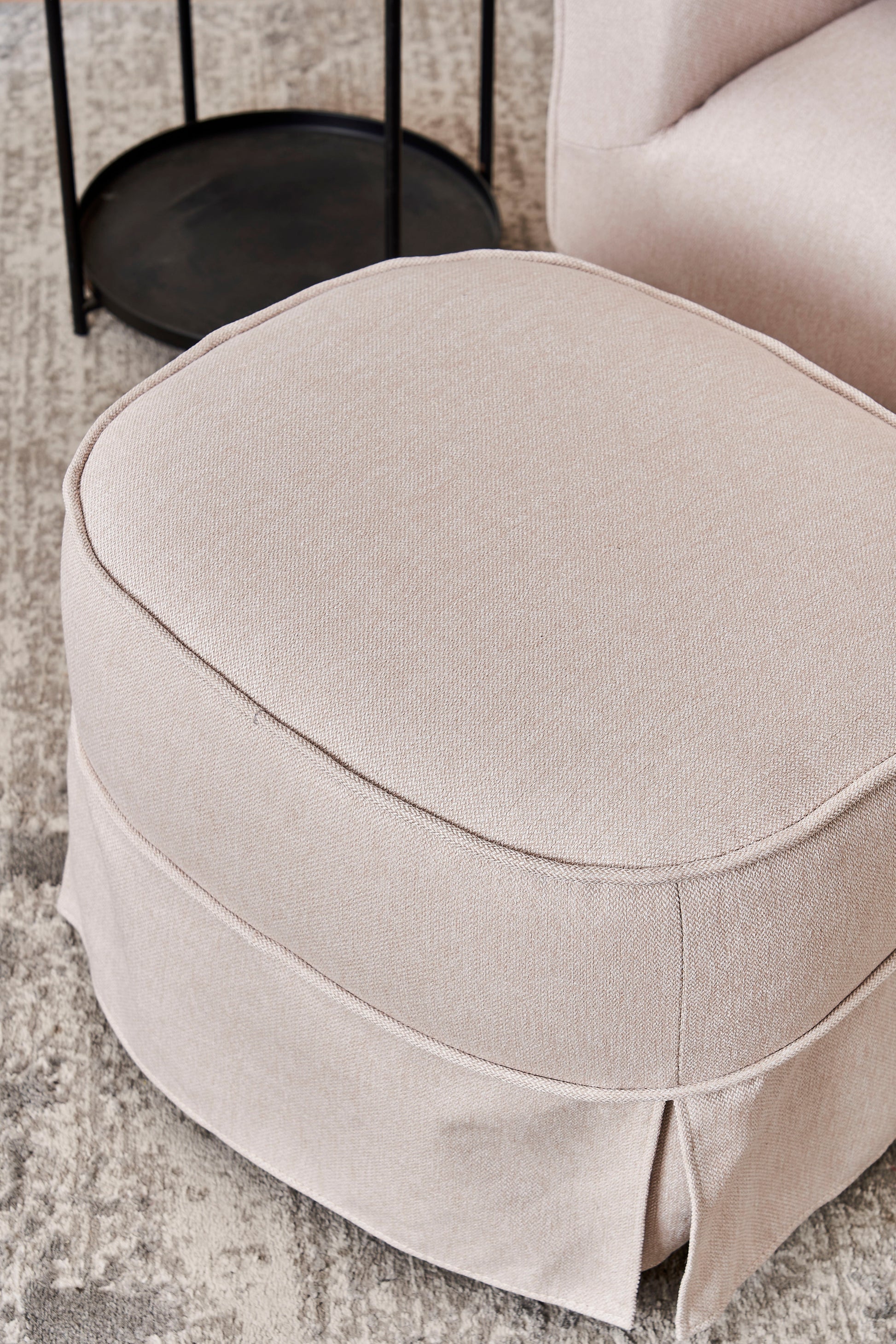 Swivel Barrel Chair With Ottoman, Swivel Accent Chairs Armchair For Living Room, Reading Chairs For Bedroom Comfy, Round Barrel Chairs With Black Metal Base Beige Beige Primary Living Space Modern Linen