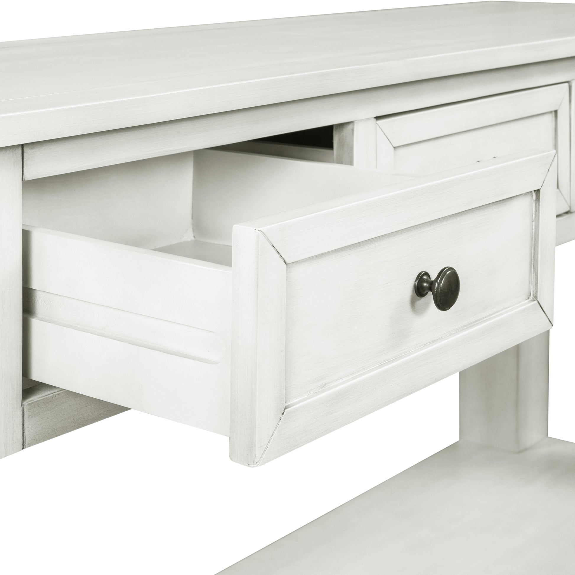 55'' Modern Console Table Sofa Table For Living Room With 3 Drawers And 1 Shelf As Same As Wf299185Aak Retro White Solid Wood