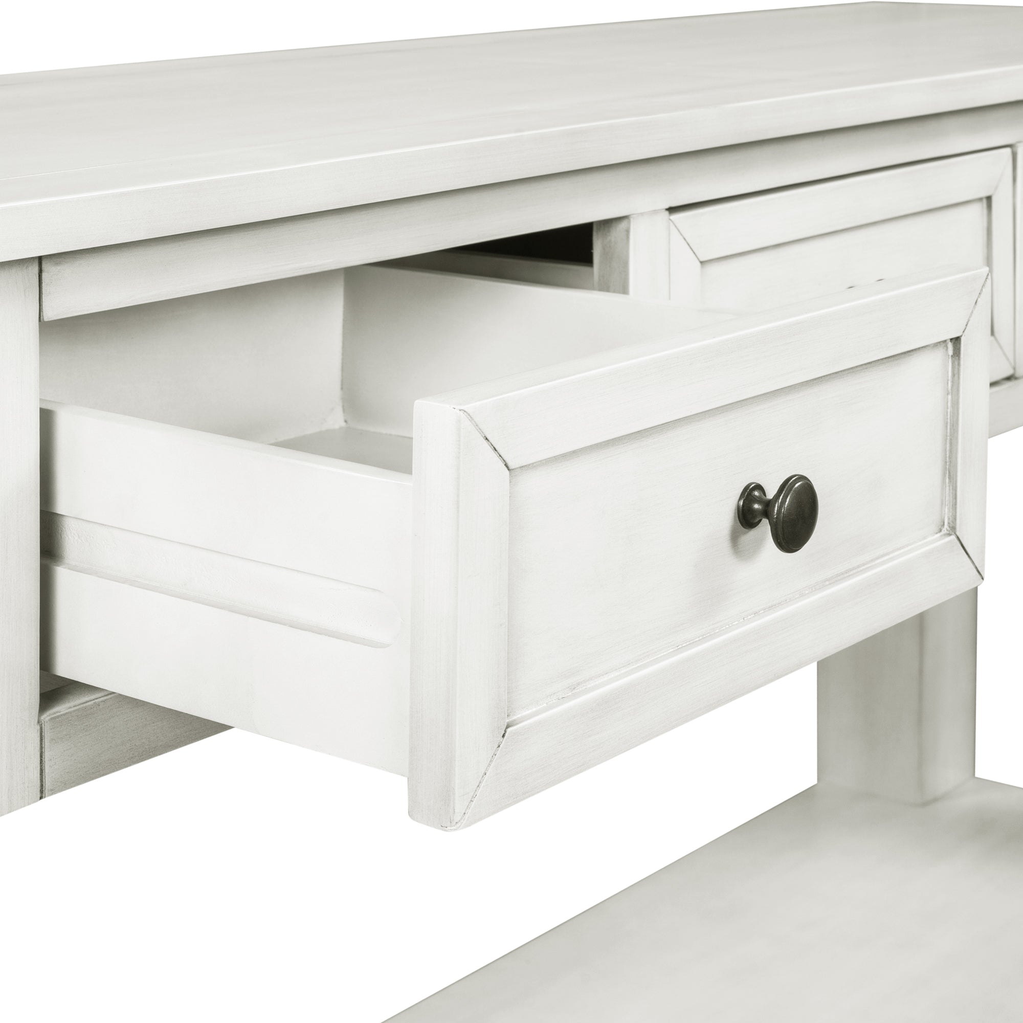 U STYLE 55'' Modern Console Table Sofa Table for retro white-solid wood