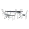 Modern 78Inch 6 Piece Extendable Dining Table Set, 4 Upholstered Dining Chairs And Dining Bench, 18