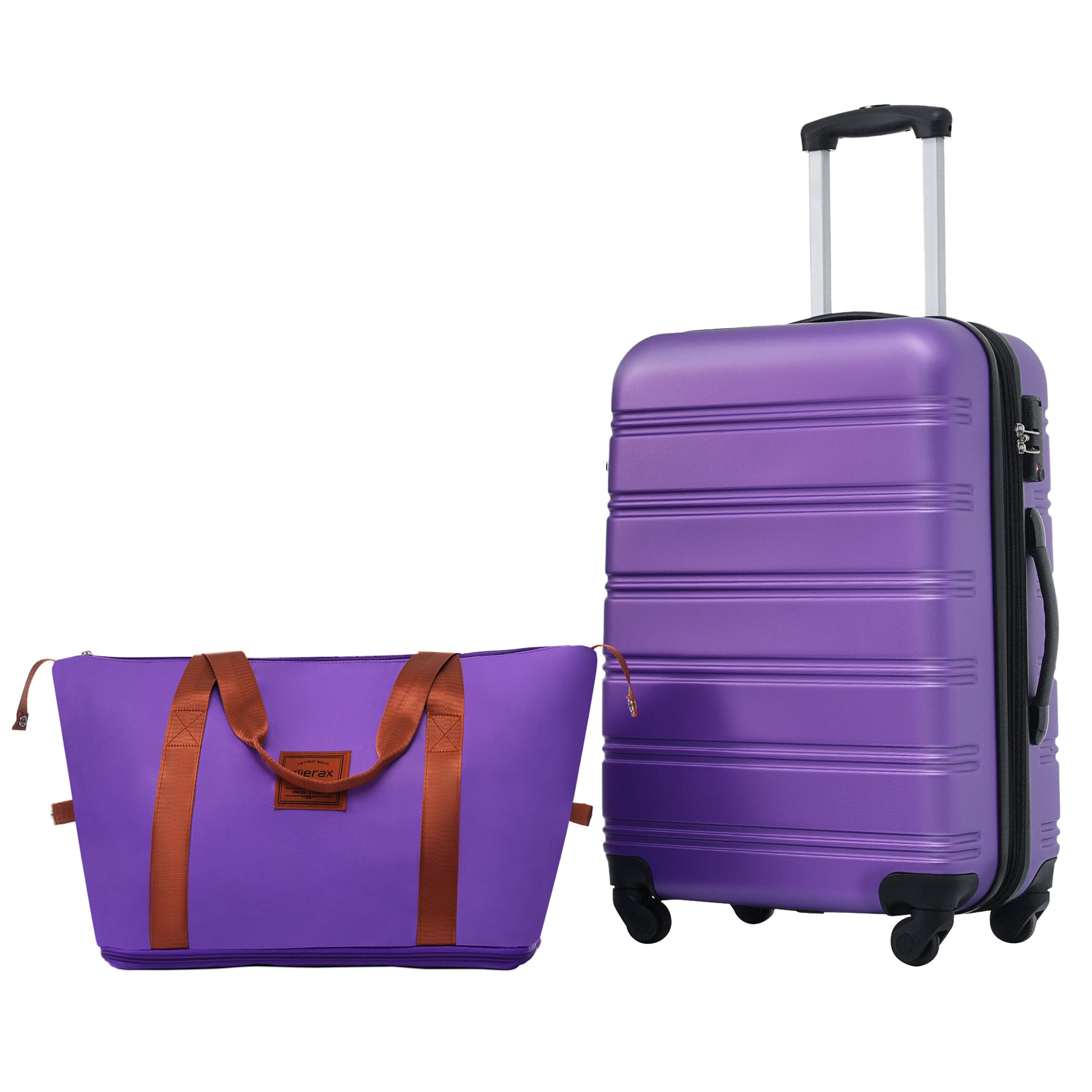 Hardshell Luggage Sets 24Inches Bag Spinner Suitcase With Tsa Lock Lightweight Purple Abs