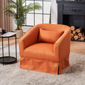 Swivel Barrel Chair With Ottoman, Swivel Accent Chairs Armchair For Living Room, Reading Chairs For Bedroom Comfy, Round Barrel Chairs With Black Metal Base Orange Orange Primary Living Space Modern Linen