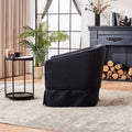 Swivel Barrel Chair With Ottoman, Swivel Accent Chairs Armchair For Living Room, Reading Chairs For Bedroom Comfy, Round Barrel Chairs With Black Metal Base Black Black Primary Living Space Modern Linen