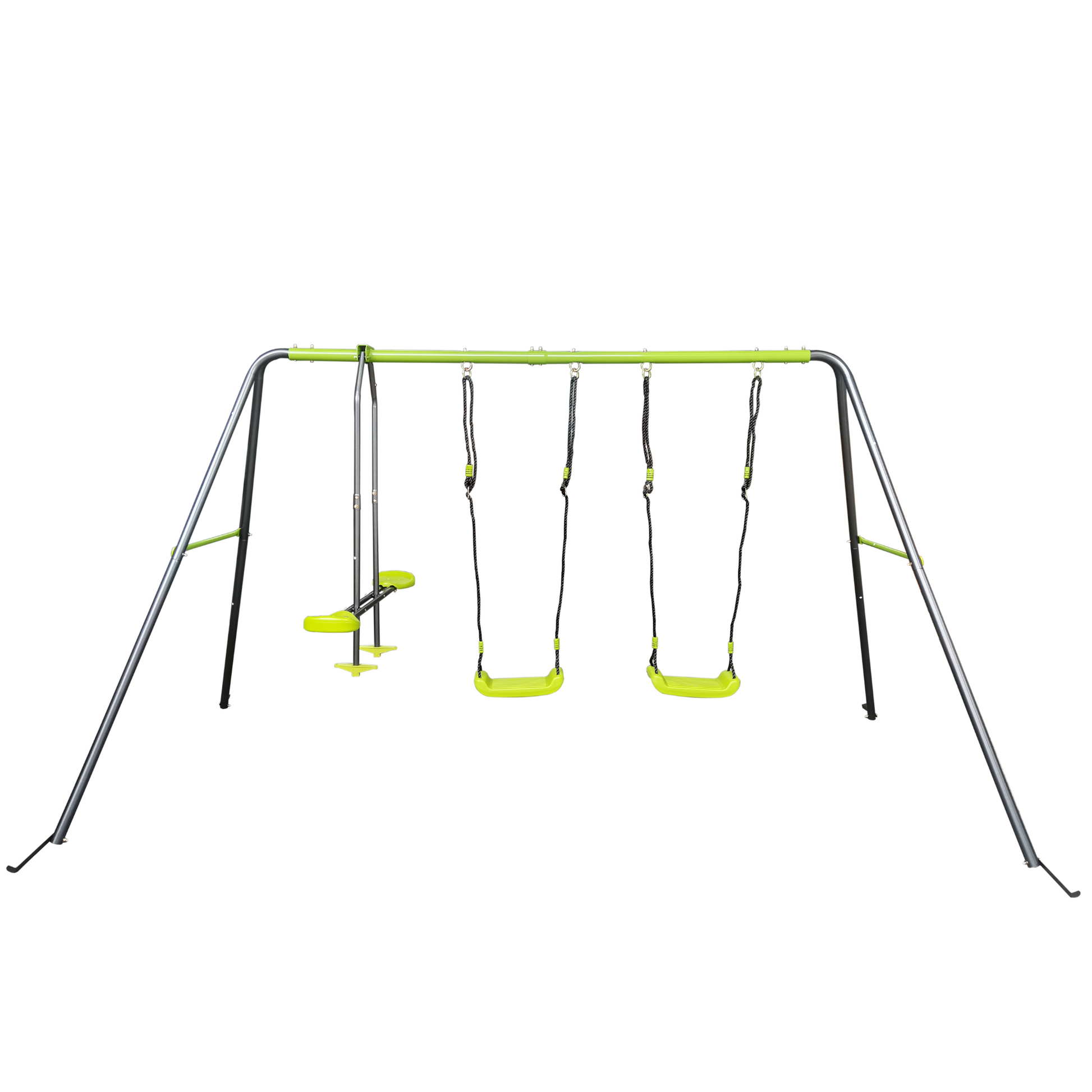Xns081 Lime Green Interesting Swingset With Plastic Safe Swing Set 440Lbs For Outdoor Playground For Age 3 With Face To Face Without Tee Lime Green Steel