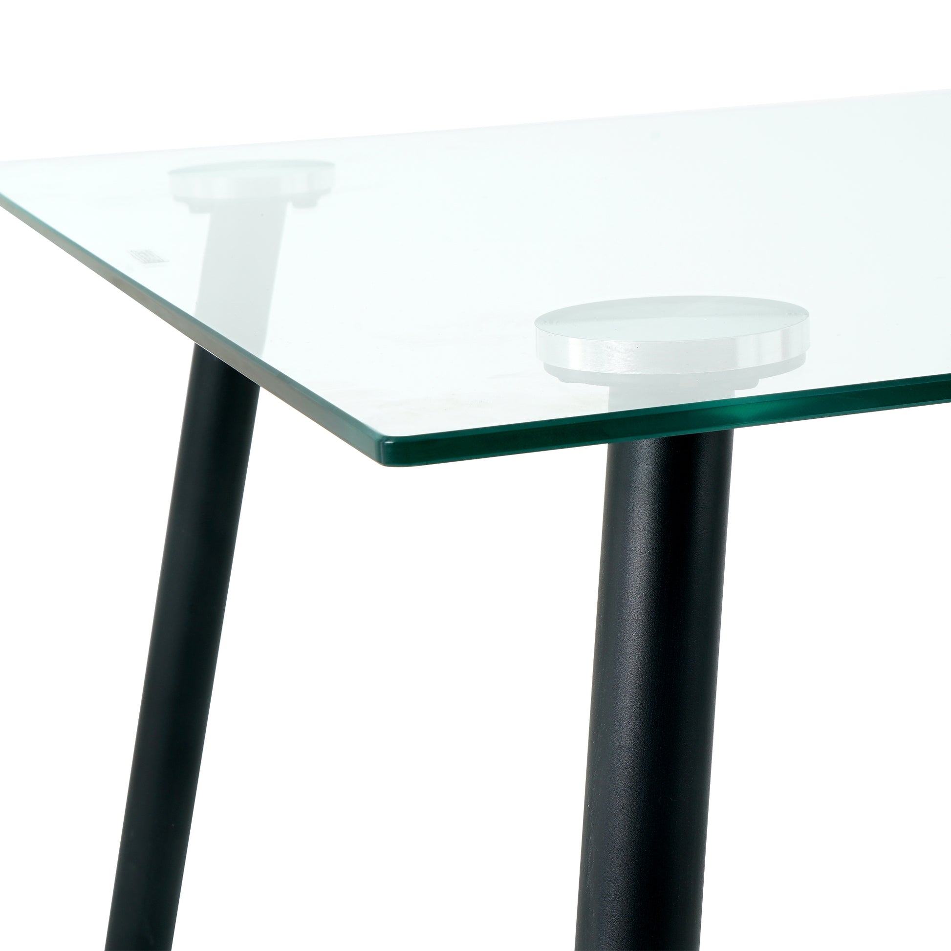 Modern Kitchen Glass dining table 63" Rectangular black-rectangular-glass