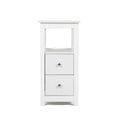 End Table With Charging Station, Narrow Sofa Side Table, Wooden Nightstand, Bedroom Living Room Furniture, White White Mdf