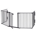 Fireplace Fence Black 5 Piece Set Black Metal
