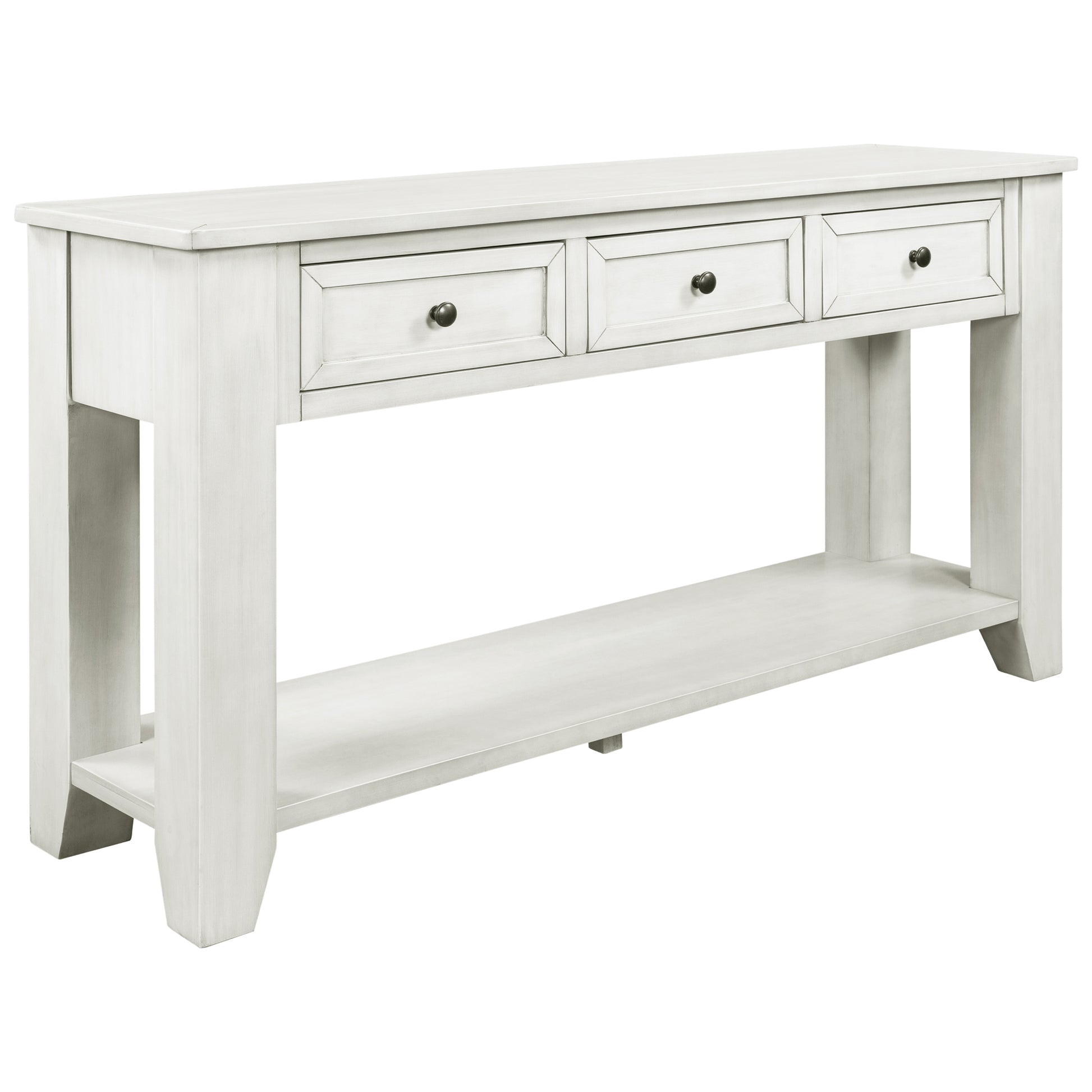 55'' Modern Console Table Sofa Table For Living Room With 3 Drawers And 1 Shelf As Same As Wf299185Aak Retro White Solid Wood