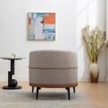 Modern Two Tone Barrel Fabric Chair, Upholstered Round Armchair For Living Room Bedroom Reading Room, Burnt Orange Burnt Orange Linen