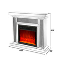 Mirrored Electric Fireplace 7 Colors Adjustable 3D Flame With Mantel, Remote Control, Silver Silver Mdf Glass