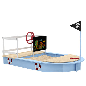 Wooden Sandbox With Pirate Design For 3 7 Years, Blue Blue Wood