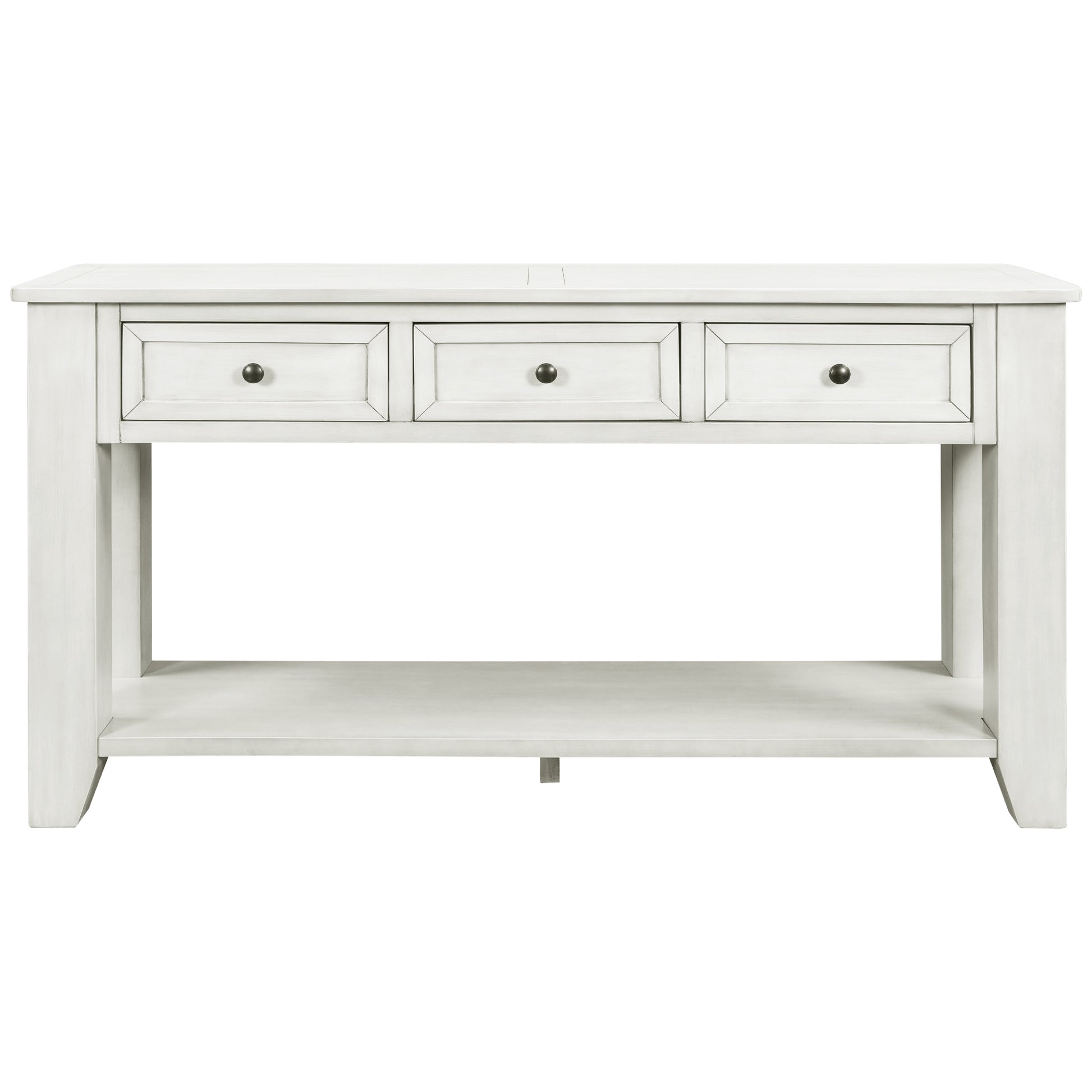 55'' Modern Console Table Sofa Table For Living Room With 3 Drawers And 1 Shelf As Same As Wf299185Aak Retro White Solid Wood