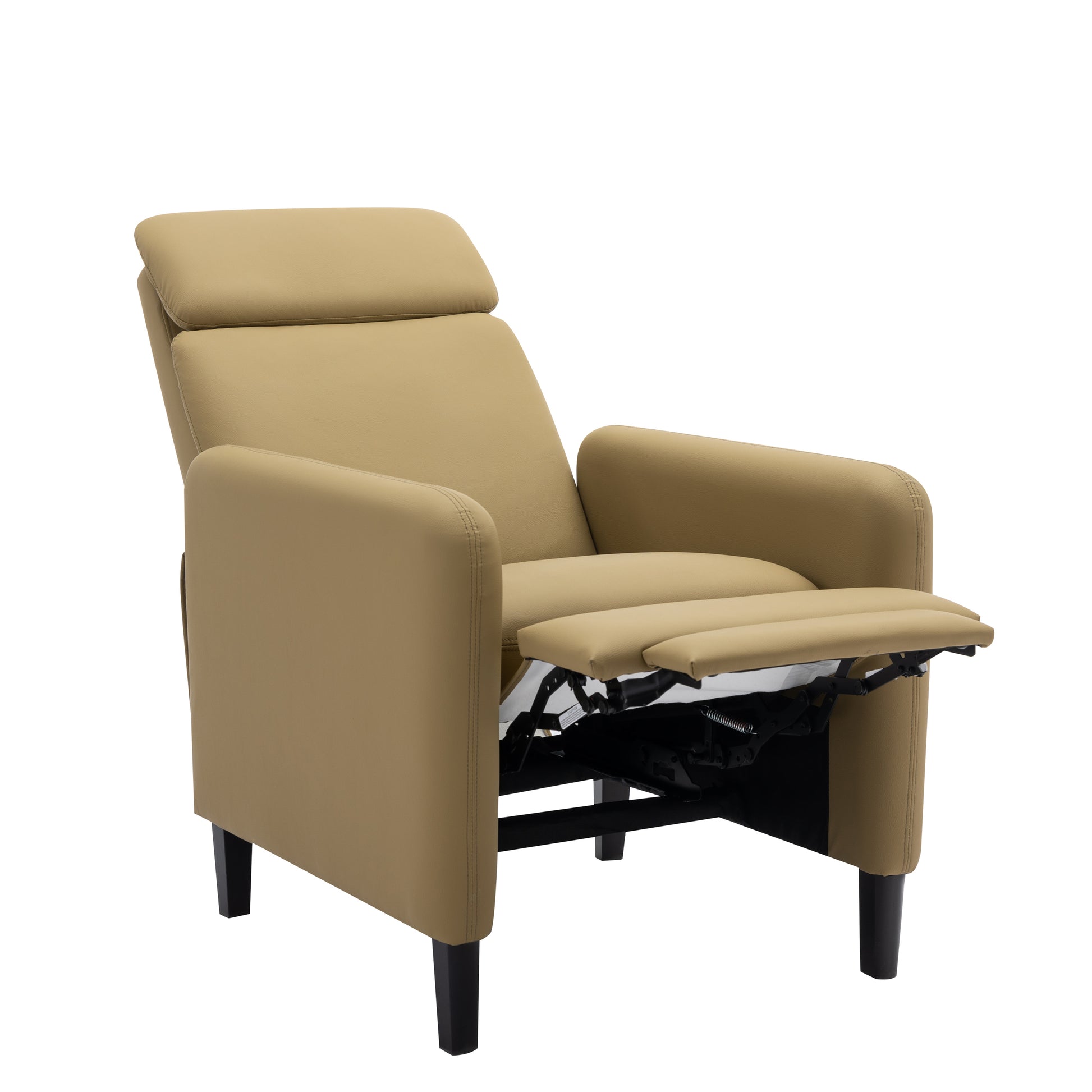 Modern Artistic Color Design Adjustable Recliner Chair Pu Leather For Living Room Bedroom Home Theater, Mustard Green Mustard Pu Leather