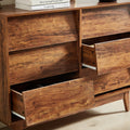 6 Drawer Double Dresser Features Vintage Style And Bevel Design Brown Mdf