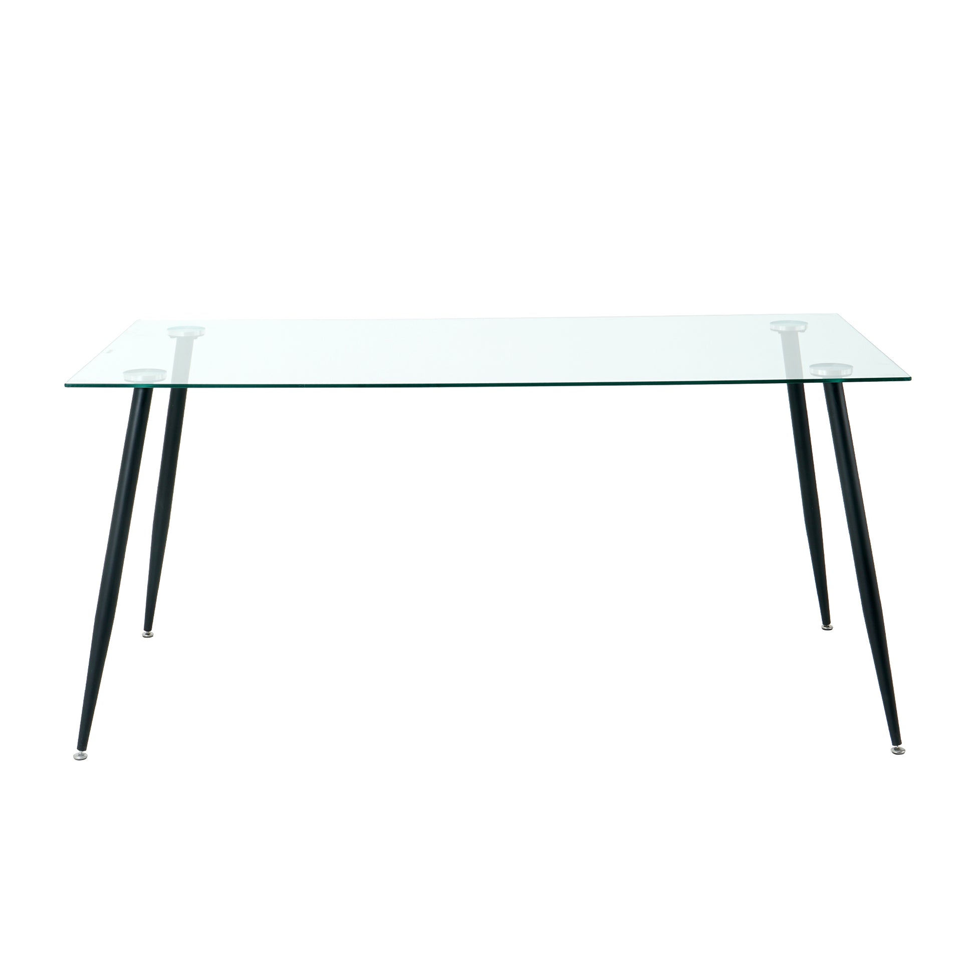 Modern Kitchen Glass dining table 63" Rectangular black-rectangular-glass