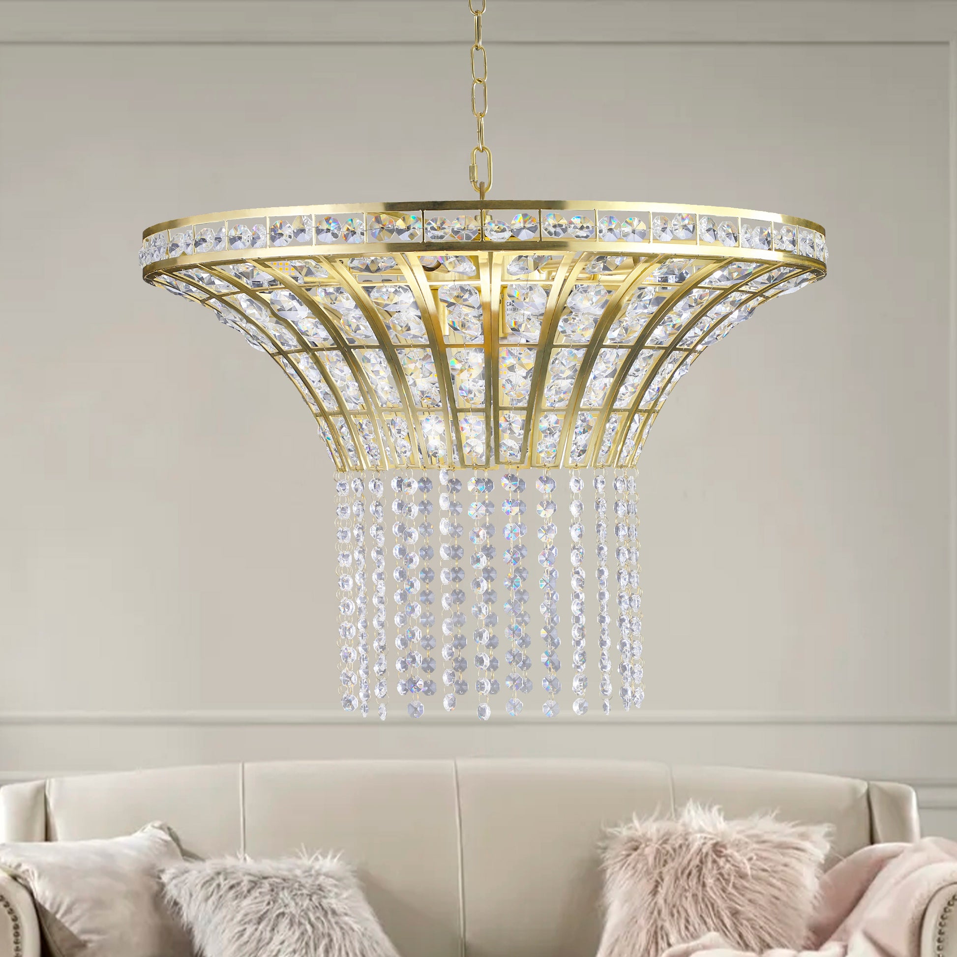 Same As W1340P189414 L005016 D600 P8G 8 Light 23.6" Wide Crystal Waterfall Chandelier Transparent Modern Crystal