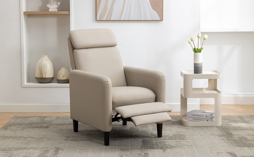Modern Artistic Color Design Adjustable Recliner Chair beige-pu leather