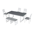 Modern 78Inch 6 Piece Extendable Dining Table Set, 4 Upholstered Dining Chairs And Dining Bench, 18